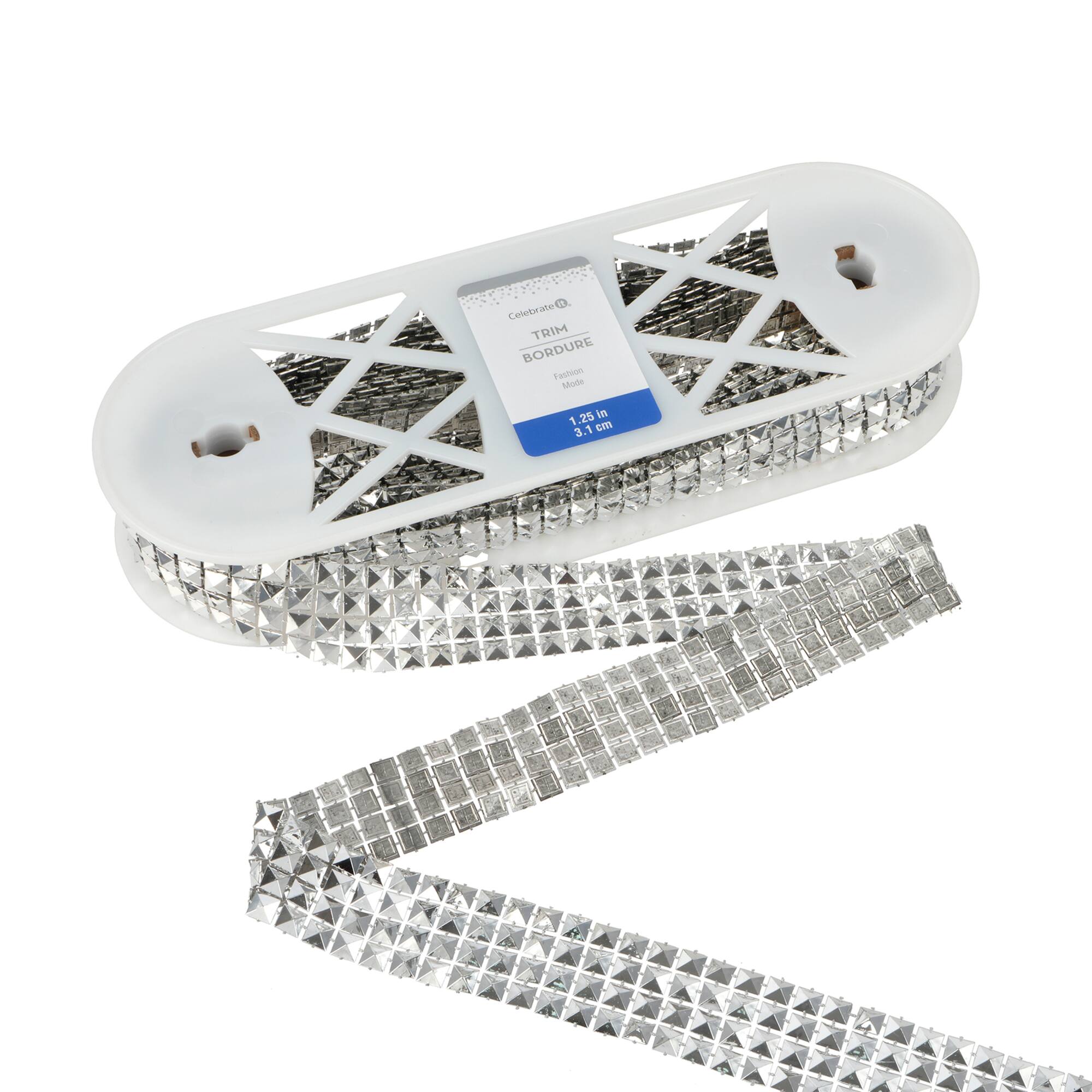 1.25" Silver Square Stud Mesh Trim by Celebrate It® Fashion Mode